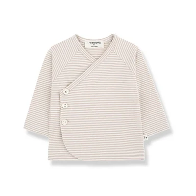 1+ In The Family Idara Long Sleeve Newborn Shirt - Beige / 0-1m