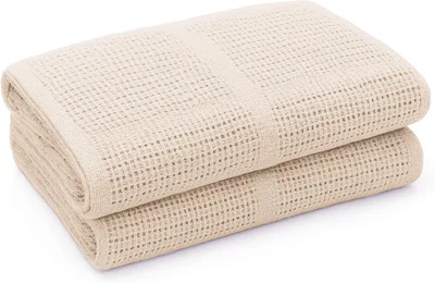 2 Pack Cellular Baby Thermal Blanket - Cream