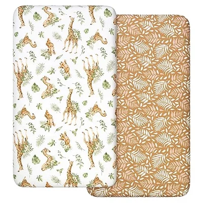 2 Pack Cot Sheets 100% Microfiber- Breathable, 120 x 60cm Cozy and Lightweight Cot Fitted Sheets, Oeko-tex100, Fits All Bassinet Mattress Shapes, Hourglass, Crib Sheets for Oval (Tree)