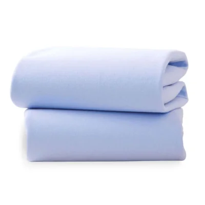 Clair De Lune 2er-Pack Spannbettlaken aus Baumwolle fuer Moseskoerbchen - Blau