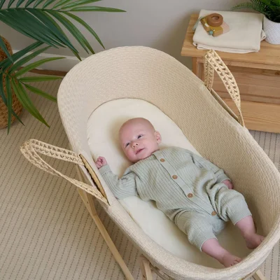Clair de Lune 2 Pack Fitted Jersey Cotton Moses Basket Sheets 74 x 30 cm (Cream)