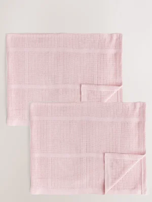 2 Pack Natural Cotton Baby Cellular Blankets - Pink / Standard