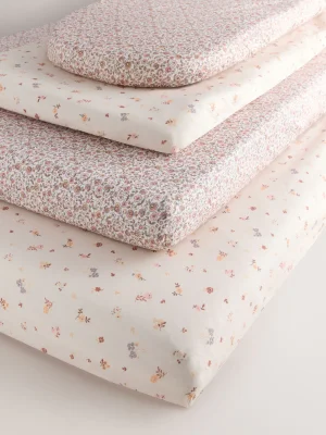 2 Pack Pink Ditsy Jersey Baby Fitted Sheets