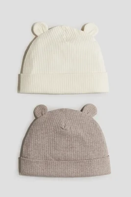 2-pack ribbed ear-detail beanies
