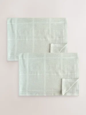 2 Pack Sage Green Cotton Baby Cellular Blankets - Standard / Sage Green