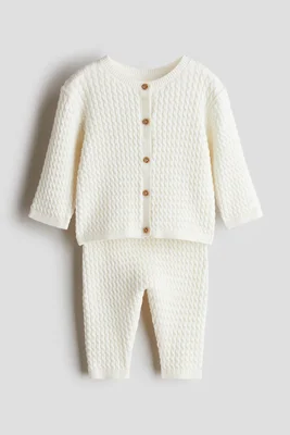 2-piece fine-knit set - White