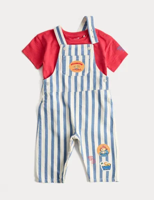 2 Piece Paddington™ Dungaree and Top Outfit (0-3 Yrs) - Blue Mix