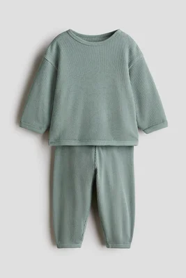 2-piece cotton set - Light Beige / 0-1M