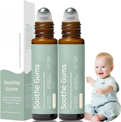 2PCS Teething Relief Roller,Teething Roller,Teething Essential Oil Roller,Teething Roller Natural Relief,Teething Oil for Daily Use,Reduce Teething Discomfort,Gentle Teething Oil Roller - Default
