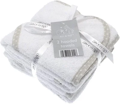 2pk Hooded Baby Towel White