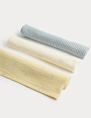 3 Pack Boys' Pure Cotton Muslins
