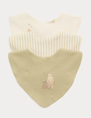 3 Pack Cotton Rich Winnie The Pooh™ Dribble Bibs - Cream Mix