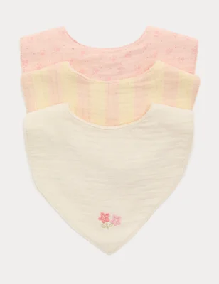 3 Pack Girls' Pure Cotton Dribble Bibs Gift Set - Rose Pink