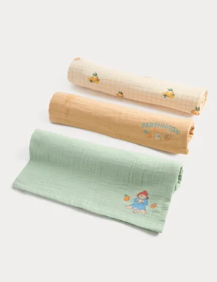 3 Pack Pure Cotton Paddington™ Muslins - Multi