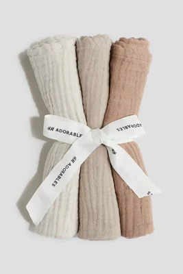 3-pack small muslin cloths - Light greige/Natural white