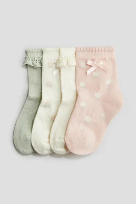 4-pack socks - Light pink/Floral