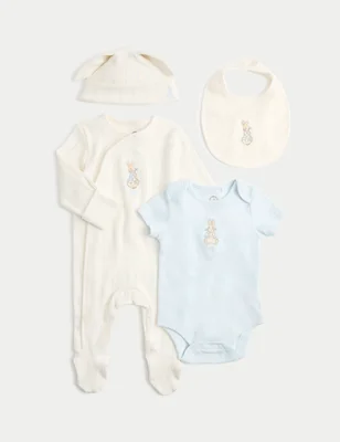 4 Piece Cotton Rich Peter Rabbit™ Set (7lbs-9 Mths) - Blue Mix