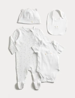 4pc Cotton Rich Born in 2026 Slogan Starter Set (0-6 Mths) - White