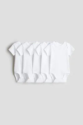 5-pack cotton bodysuits - White