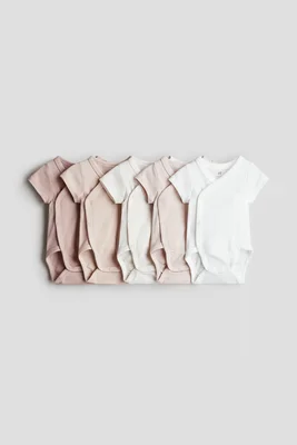 5-pack cotton bodysuits - Light Powder Pink/Powder Pink