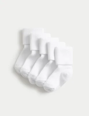 5 Pack Cotton Rich Baby Socks (0-24 Mths) - White