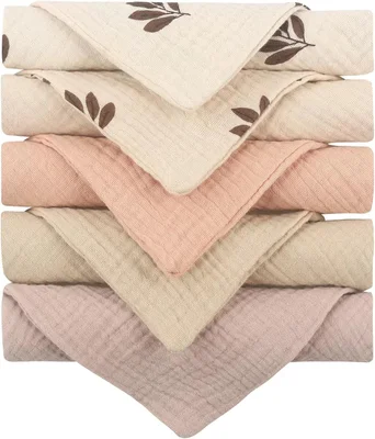 5 Pack Luxury Muslin Squares | Cute Small Baby Burp Cloths - Floral