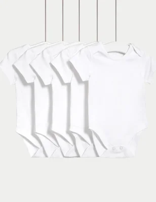 5 Pack Pure Cotton Bodysuits (5lbs-3 Yrs) - White