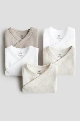5-pack wrapover bodysuits - Beige marl/Mole