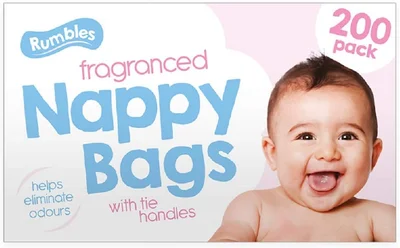 6 Boxes x 200 (1200) Baby Fragranced Scented Nappy Bags with TIE Handles Disposable Sacks