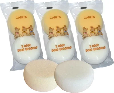 6 x Baby Bath Sponge Natural Body Puff, Soft and Gentle on Small Newborns and Older Babies - Perfect for Sensitive Skin, Bathrooms, Children and Bathing