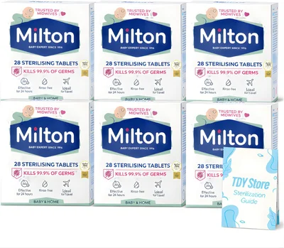 6 x Milton Baby 168 Sterilising Tablets - TDY Bundle Including TDY Steralization Guide - Default