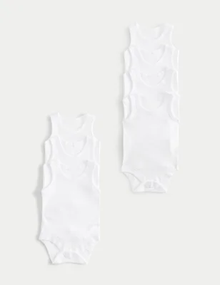 7 Pack Pure Cotton Sleeveless Bodysuits (5lbs-3 Yrs)