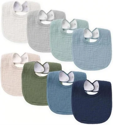 8 Packs Baby Bandana Dribble Bibs Waterproof Newborn Bib Soft and Absorbent Bandana Drool Bibs Cotton Baby Infant Feeding Teething Bib with Adjustable Snaps for Unisex Girls Boys Toddlers 0-12 Months - Muti-8pcs