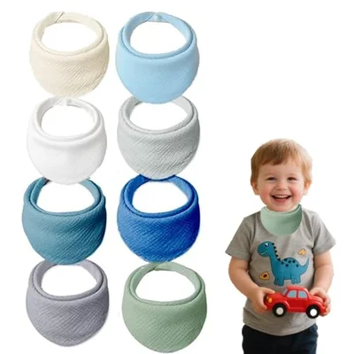8 Packs Baby Bandana Dribble Bibs Drool Bibs Waterproof Newborn Feeding Bib Soft and Absorbent Bandana Bib with Adjustable Snaps Cotton Baby Infant Teething Bibb for Unisex Girls Boys Toddlers