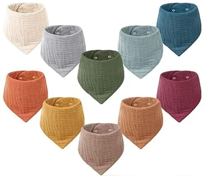 8 Packs Baby Bandana Dribble Bibs Drool Bibs Waterproof Newborn Feeding Bib Soft and Absorbent Bandana Bib with Adjustable Snaps Cotton Baby Infant Teething Bibb for Unisex Girls Boys Toddlers - Muti-10Pack