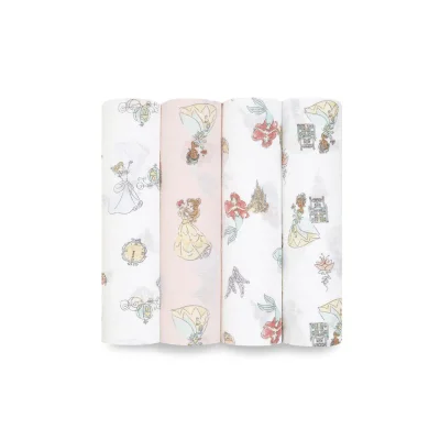 aden + anais Essentials Cotton Muslin Swaddle Blankets - Disney Princess - 4 Pack