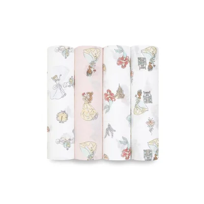 aden + anais Essentials Cotton Muslin Swaddle Blankets - Disney Princess - 4 Pack