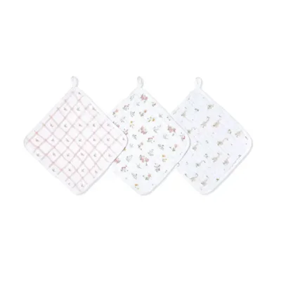 aden + anais Essentials Cotton Muslin Washcloths Set - 3 Pack - Country Floral