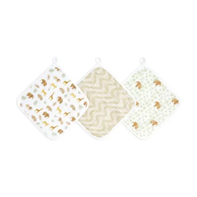 aden + anais Essentials Cotton Muslin Washcloths Set - 3 Pack - Tanzania - Tanzania