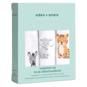 aden + anais essentials Muslin Washcloths 3 Pack - Safari Babies - Safari Babies