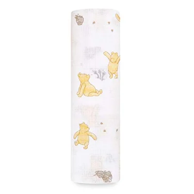 aden + anais essentials Swaddle Blanket | 100% Muslin Blanket for Girls & Boys | Baby Receiving Swaddles | Ideal Newborn & Toddler Gift | Swaddling Wrap | 112x112cm | print: winnie + friends - Winnie + Friends / 112x112cm