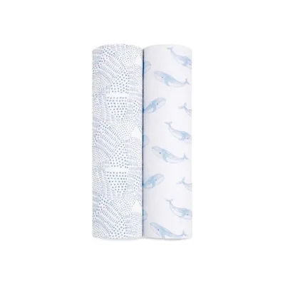 aden + anais Large Organic Cotton Muslin Swaddles 2pk - Animal Kingdom - Oceanic / One Size