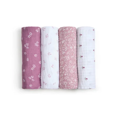 aden + anais Organic Cotton Swaddles - 4 Pack - Heritage Floral - Heritage Floral