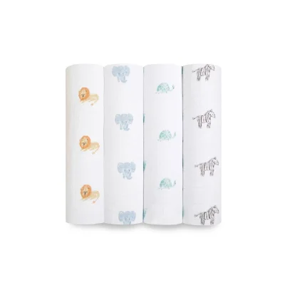 aden + anais Organic Muslin Swaddles - Animal Kingdom - 4 Pack
