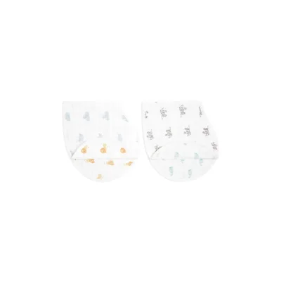 Aden + Anais Pack of 2 Burpy Bibs Organic Cotton Muslin - Animal Kingdom (23-19-102)