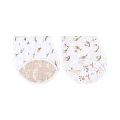 Aden + Anais Pack of 2 Burpy Bibs Organic Cotton Muslin - Safari Dream (23-19-106)