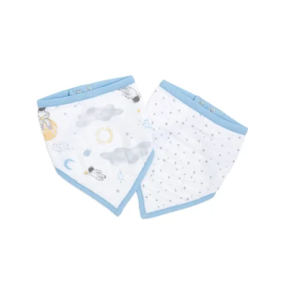 Aden + Anais Pack of 2 Essential Cotton Muslin Bandana Bibs - Space Explorer (23-19-347)