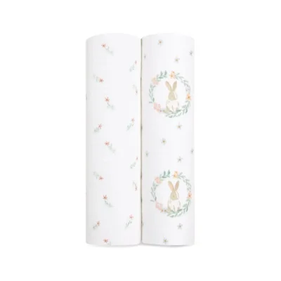 Aden + Anais Pack of 2 Essentials Cotton Muslin Swaddle Blanket - Blushing Bunnies (23-19-257)