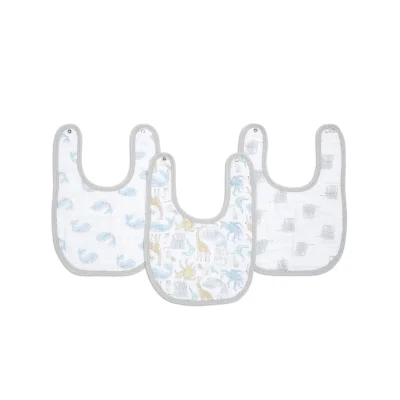 Aden + Anais Pack of 3 Essential Cotton Muslin Snap Bibs - Naural History (23-19-334)