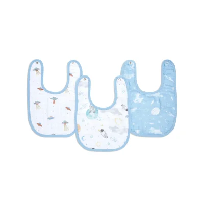 Aden + Anais Pack of 3 Essential Cotton Muslin Snap Bibs - Space Explorers (23-19-335)